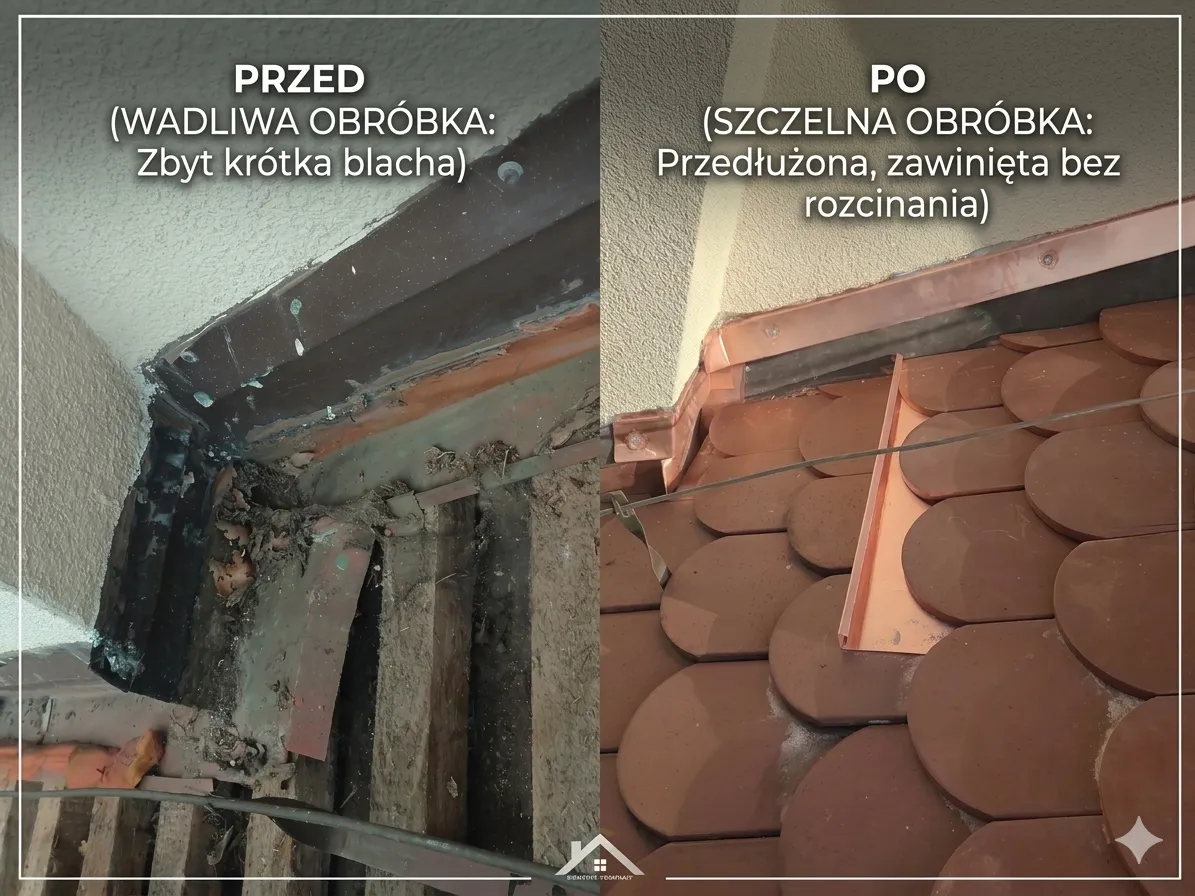 Wrocław: naprawiony przeciekający dach. Takie miejsca są częstą przyczyną przecieków.